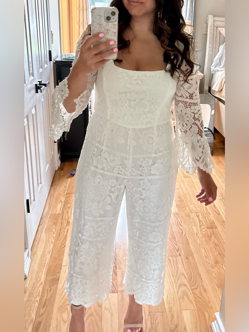 Lulus white lace jumpsuit